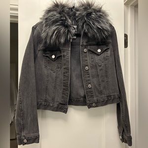 NWOT Michael Kors Jean Jacket w Removable Fur Collar